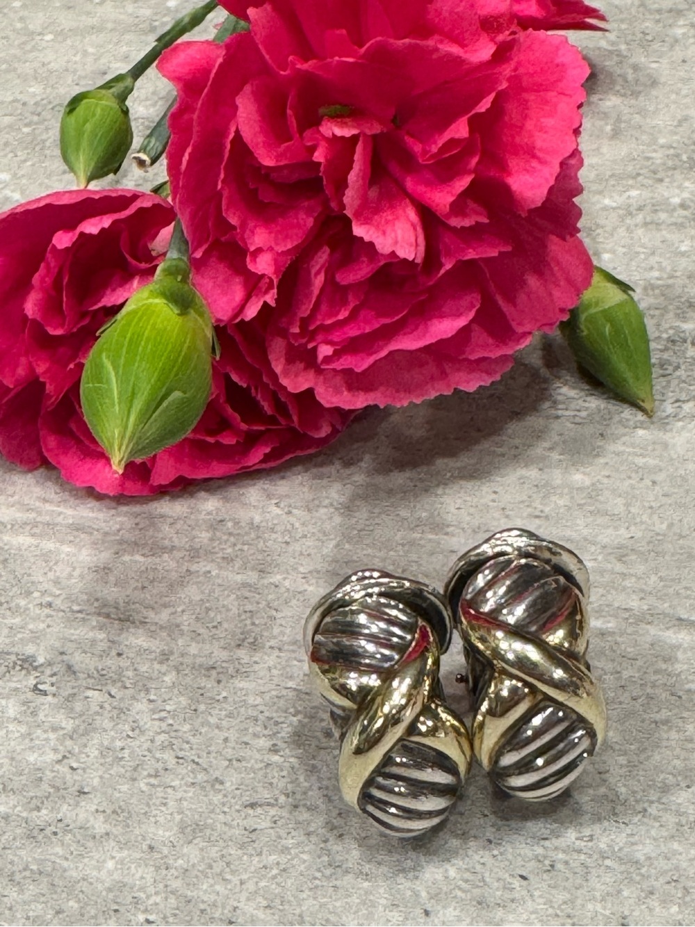 David Yurman Sterling Silver and 14k Gold Earrings